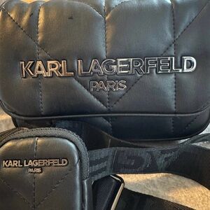 Karl Lagerfeld Black Quilted Belt Bag